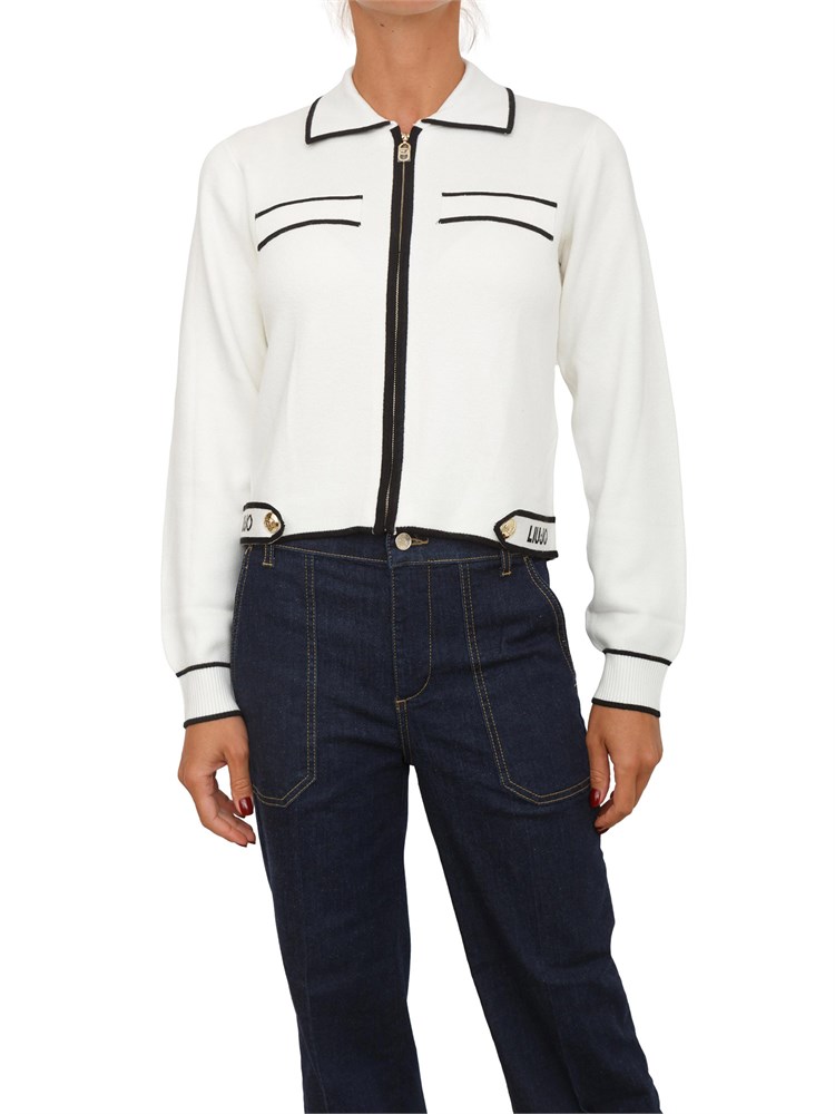 Cardigan Liu Jo donna in maglia misto seta bianco