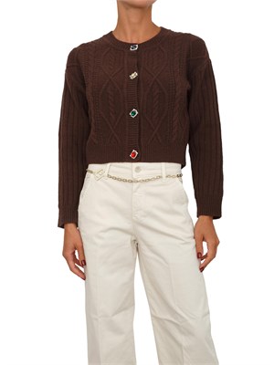 Cardigan in maglia Liu Jo in lana marrone con bottoni gioiello in DONNA