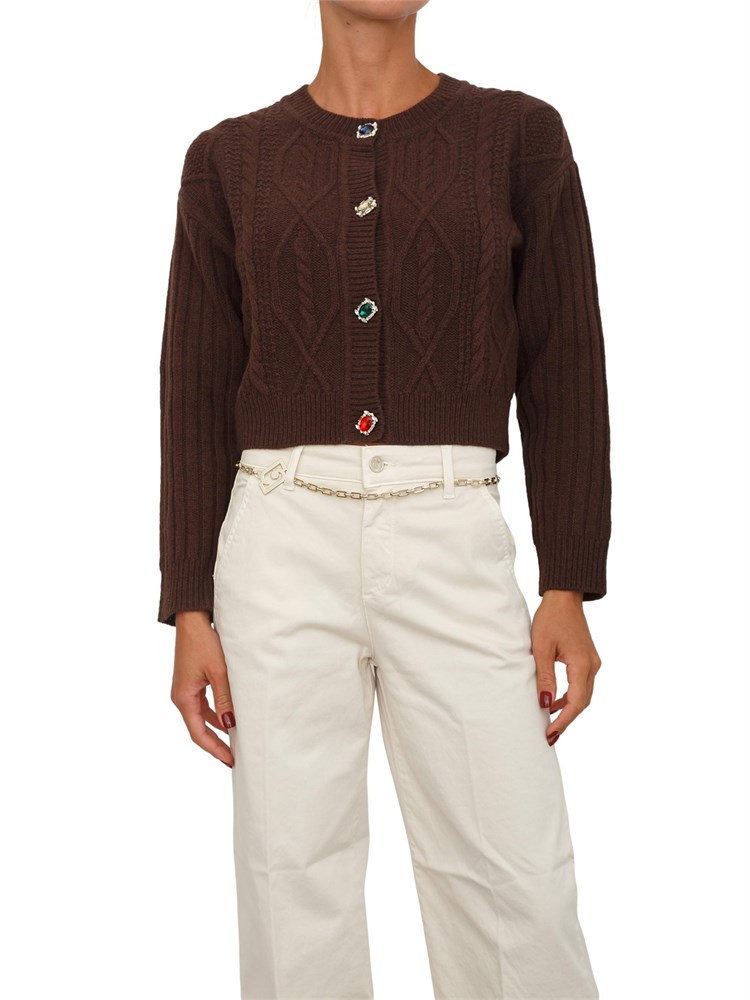 Cardigan in maglia Liu Jo in lana marrone con bottoni gioiello