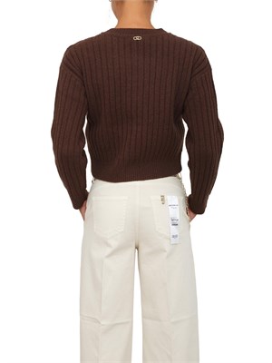 Cardigan in maglia Liu Jo in lana marrone con bottoni gioiello in DONNA