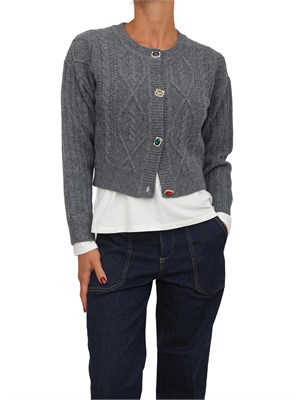 Cardigan in maglia Liu Jo in lana grigia con bottoni gioiello in DONNA