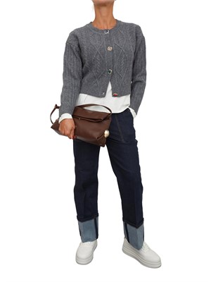 Cardigan in maglia Liu Jo in lana grigia con bottoni gioiello in DONNA