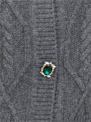 Cardigan in maglia Liu Jo in lana grigia con bottoni gioiello in DONNA