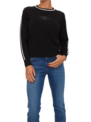 Maglia Liu Jo donna in viscosa nera con dettagli a contrasto in DONNA