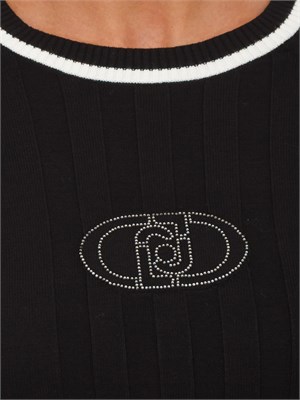 Maglia Liu Jo donna in viscosa nera con dettagli a contrasto in DONNA