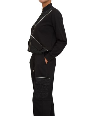 Felpa full zip Liu Jo donna in misto cotone nero con inserti lurex in DONNA