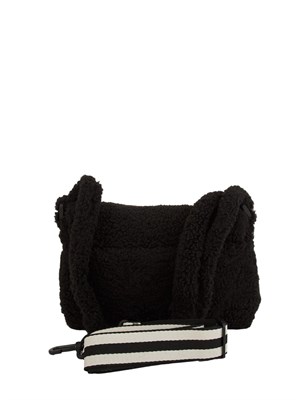 Borsa a tracolla Liu Jo donna in teddy nero con patch logo in DONNA