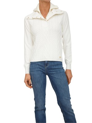 Maglia Liu Jo donna in misto viscosa bianco avorio con collo alto in DONNA
