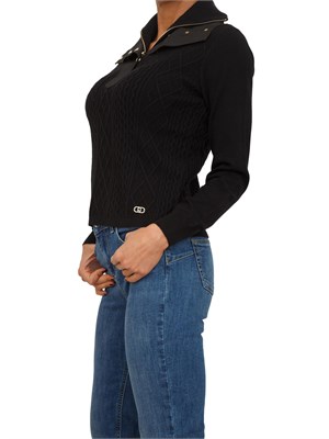 Maglia Liu Jo donna in misto viscosa nera con collo alto in DONNA
