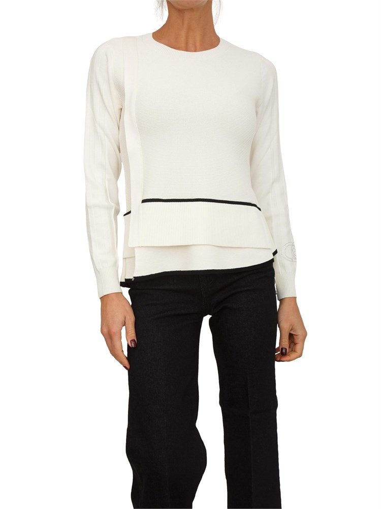 Maglia girocollo Liu Jo donna in misto viscosa bianca
