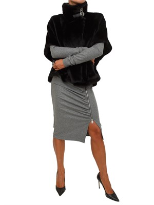 Pelliccia corta Pinko in tessuto Aspen nero in DONNA