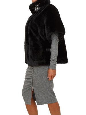 Pelliccia corta Pinko in tessuto Aspen nero in DONNA