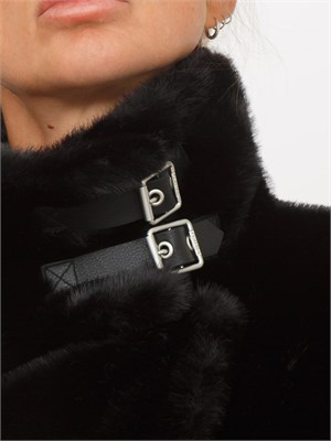 Pelliccia corta Pinko in tessuto Aspen nero in DONNA