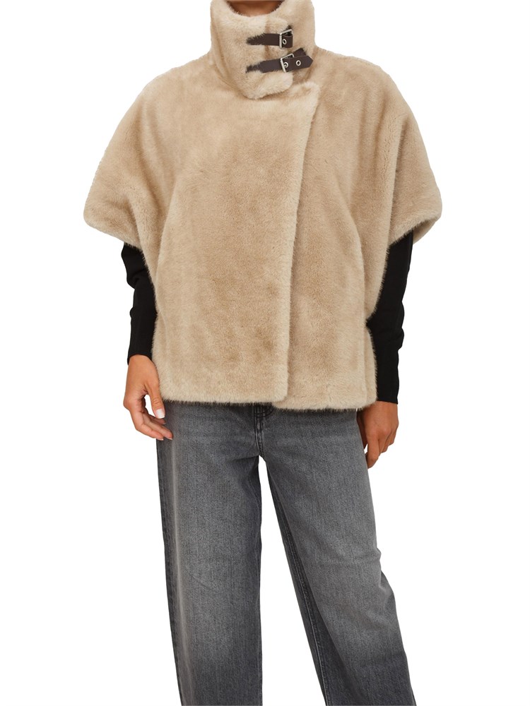 Pelliccia corta Pinko in tessuto Aspen beige