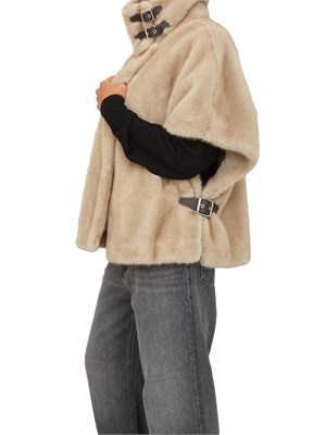 Pelliccia corta Pinko in tessuto Aspen beige in DONNA
