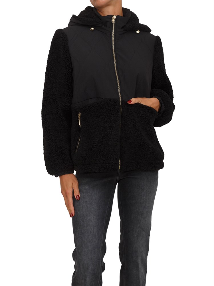 Giubbino Liu Jo donna in teddy e nylon trapuntato nero