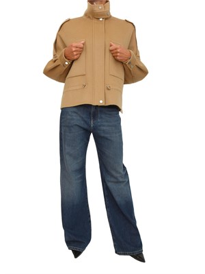 Giubbino Pinko caban in panno misto lana cammello con collo alto in DONNA