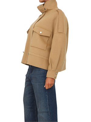 Giubbino Pinko caban in panno misto lana cammello con collo alto in DONNA