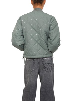 Bomber Pinko in tessuto verde con strass e borchie in DONNA