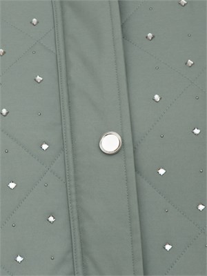 Bomber Pinko in tessuto verde con strass e borchie in DONNA