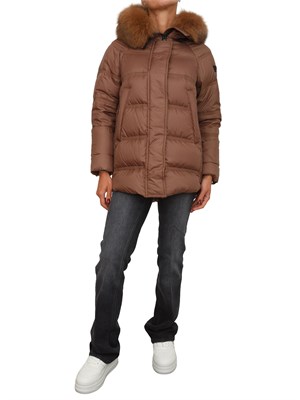 Piumino Peuterey donna in tessuto idrorepellente marrone con zip laterali in DONNA