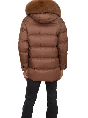 Piumino Peuterey donna in tessuto idrorepellente marrone con zip laterali in DONNA