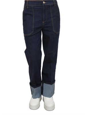 Jeans cropped Liu Jo donna in denim blu con risvolto in DONNA