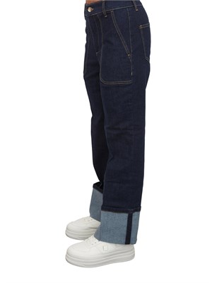 Jeans cropped Liu Jo donna in denim blu con risvolto in DONNA