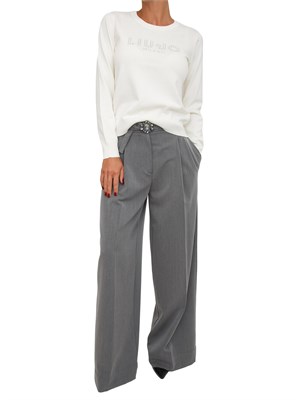 Maglia Liu Jo in misto viscosa avorio logo strass in DONNA