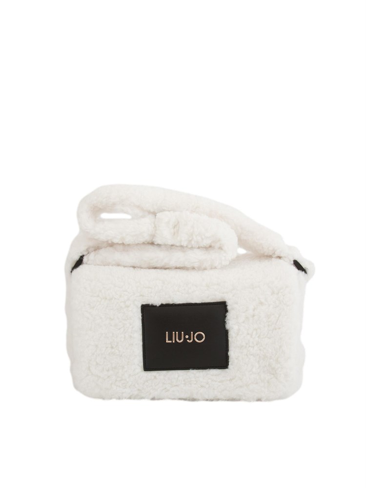 Borsa a tracolla Liu Jo donna in teddy bianco con patch logo