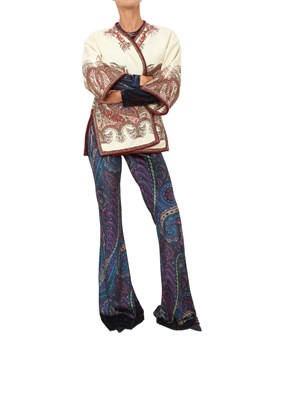 Poncho Etro donna in bouclÉ avorio motivo Paisley floreale in DONNA