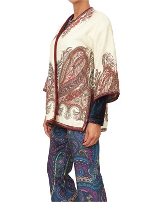 Poncho Etro donna in bouclÉ avorio motivo Paisley floreale in DONNA