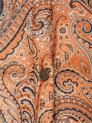 Piumino Etro donna in tessuto tecnico arancione con Paisley multicolor all over in DONNA