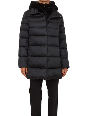 Giubbino Toscana Emme Marella in tessuto nero con cappuccio pelliccia in DONNA