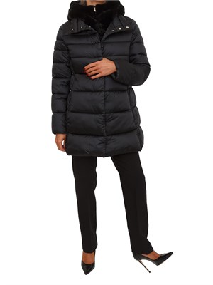 Giubbino Toscana Emme Marella in tessuto nero con cappuccio pelliccia in DONNA