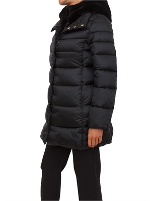 Giubbino Toscana Emme Marella in tessuto nero con cappuccio pelliccia in DONNA