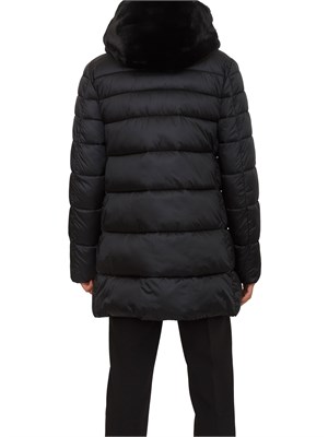 Giubbino Toscana Emme Marella in tessuto nero con cappuccio pelliccia in DONNA