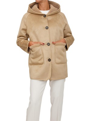 Pelliccia Gavetta Emme Marella beige con cappuccio in DONNA