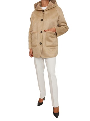 Pelliccia Gavetta Emme Marella beige con cappuccio in DONNA