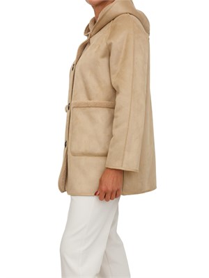 Pelliccia Gavetta Emme Marella beige con cappuccio in DONNA