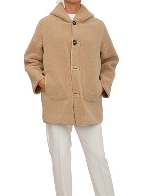 Pelliccia Gavetta Emme Marella beige con cappuccio in DONNA