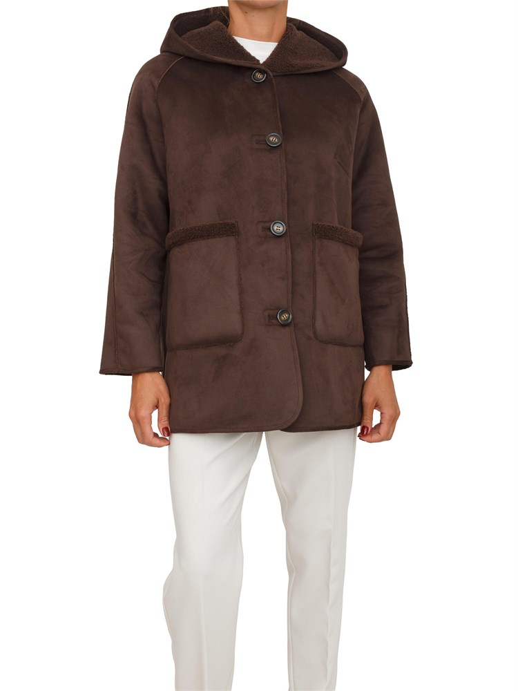 Pelliccia Gavetta Emme Marella marrone con cappuccio