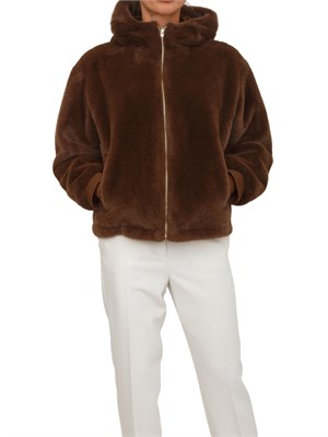Pelliccia Topaz Emme Marella in tessuto effetto furry marrone in DONNA
