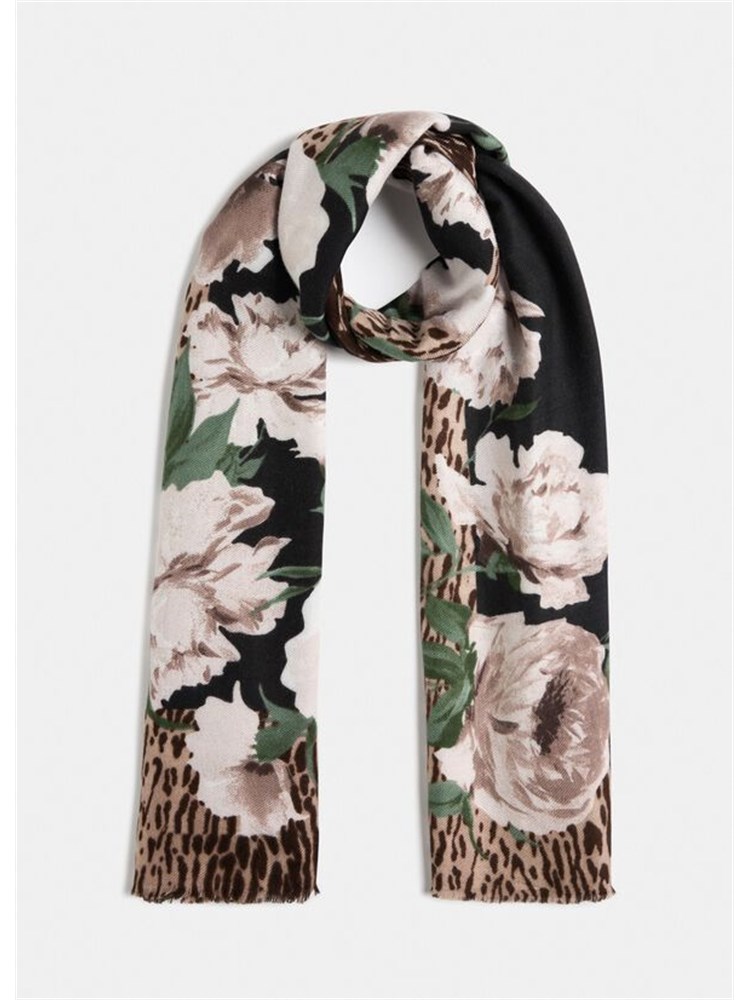 Stola Liu Jo in viscosa con stampa animalier floreale nera