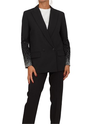 Giacca doppiopetto Marella cristalli su maniche in viscosa nera in DONNA