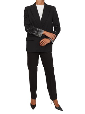 Giacca doppiopetto Marella cristalli su maniche in viscosa nera in DONNA