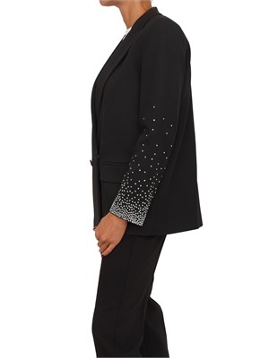 Giacca doppiopetto Marella cristalli su maniche in viscosa nera in DONNA