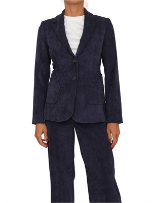 Giacca monopetto Bino Emme Marella in velluto blu a coste in DONNA