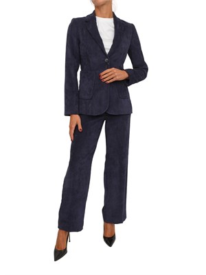 Giacca monopetto Bino Emme Marella in velluto blu a coste in DONNA