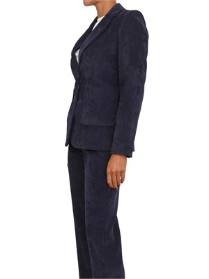 Giacca monopetto Bino Emme Marella in velluto blu a coste in DONNA